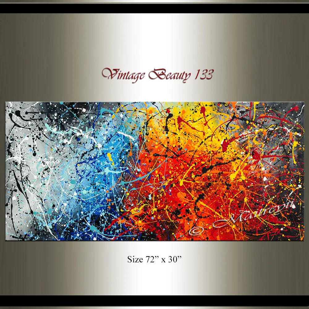 Jackson Pollock Style artwork for sale large Oil Painting on Canvas Modern paintings - Vintage Beauty 133