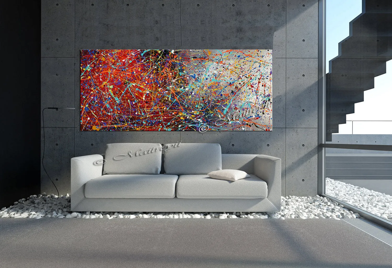 Jackson Pollock Style | large oil painting luxury Homes - Vintage Beauty 92