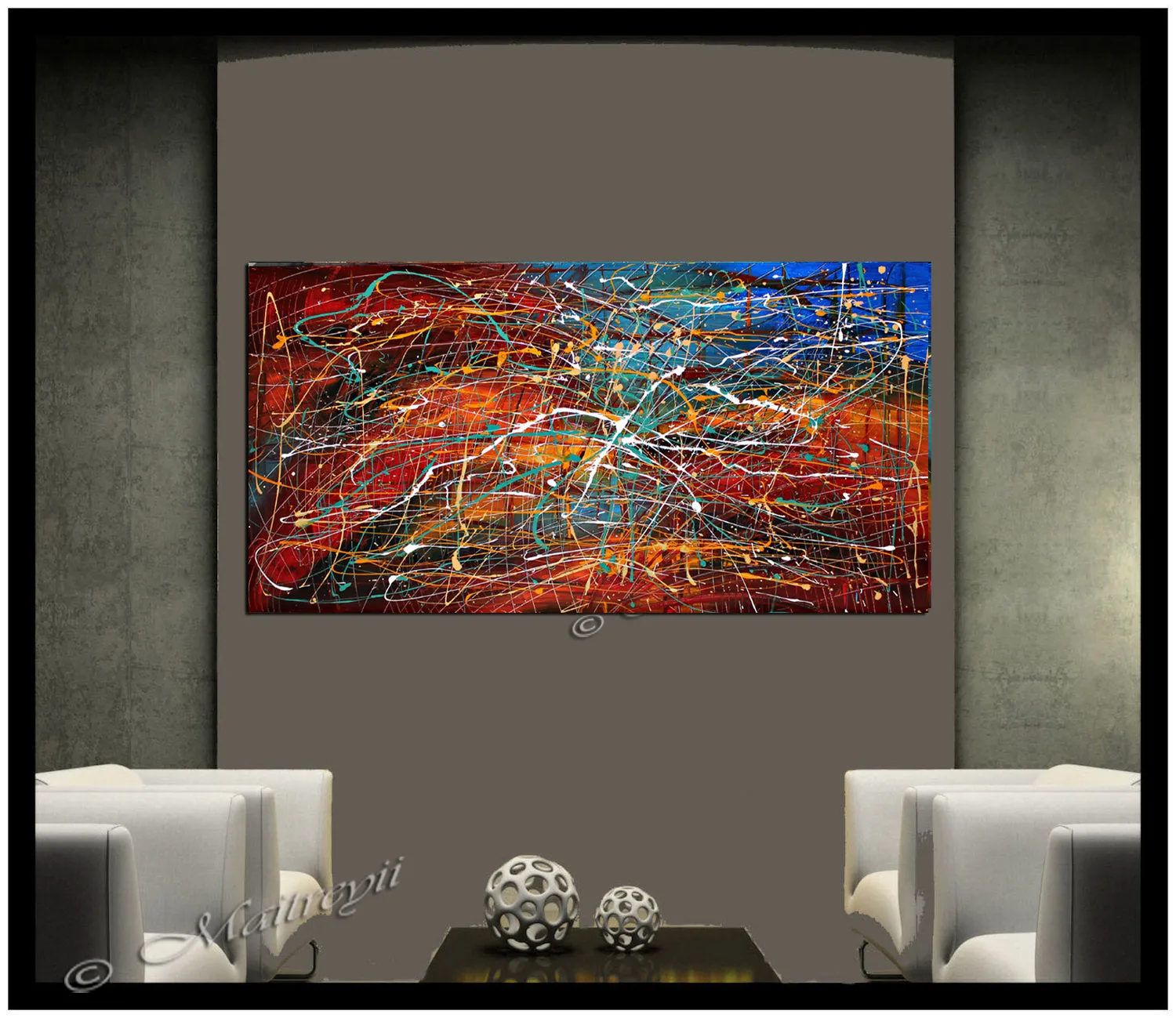 Jackson Pollock Style Oil Painting For Luxury homes - Vintage Treasure