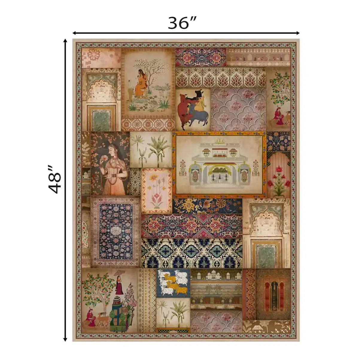 Kahani Vintage Indian Frameless Painting Wall Art Digital Print Poster 36 x 48 inches