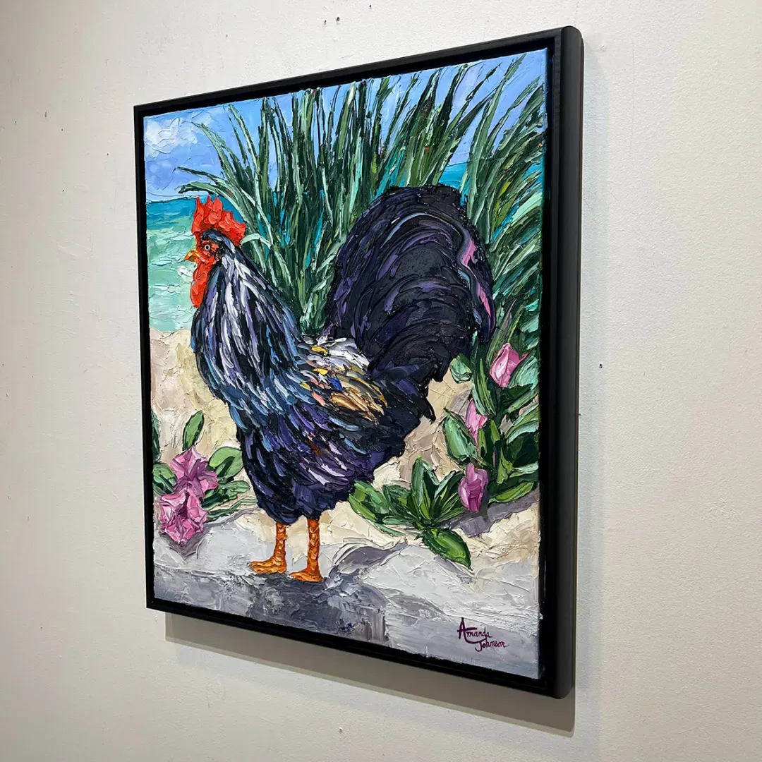 Key West Rooster Family – Cock – Original Oil On Canvas