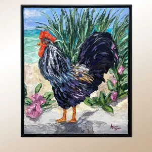 Key West Rooster Family – Cock – Original Oil On Canvas