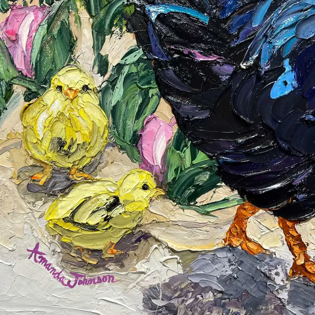 Key West Rooster Family – Cock – Original Oil On Canvas