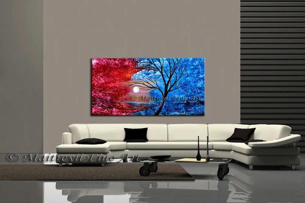 Large Landscape artwork Oil Painting on Canvas - Modern Wall Blissful Sunrise 2