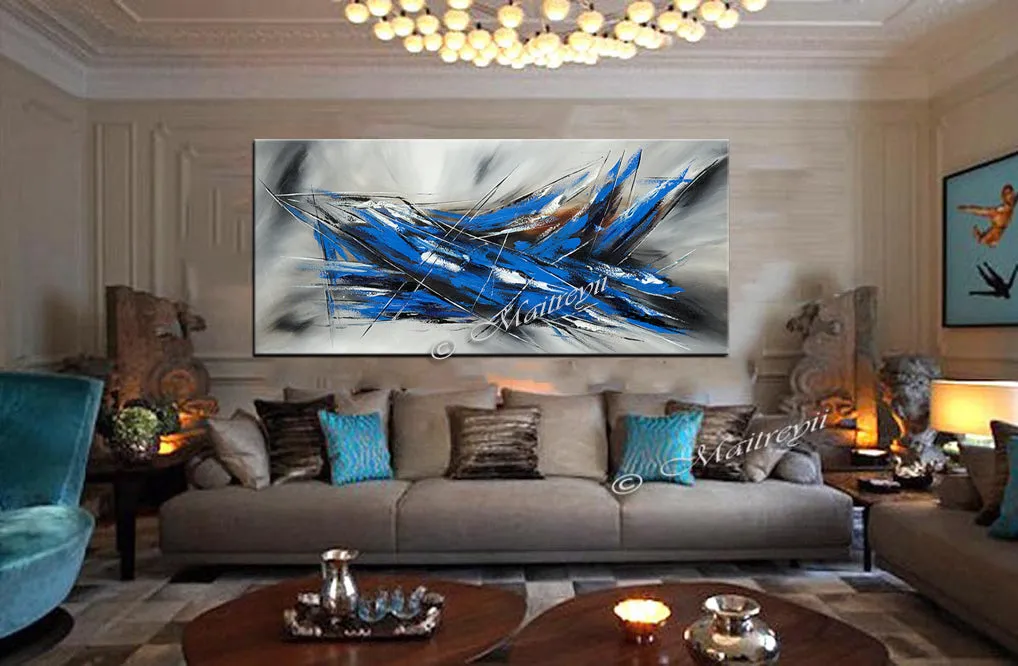 Large Modern Art Oil Painting on Canvas - Modern Abstract Wall Art Fighter Plane 5