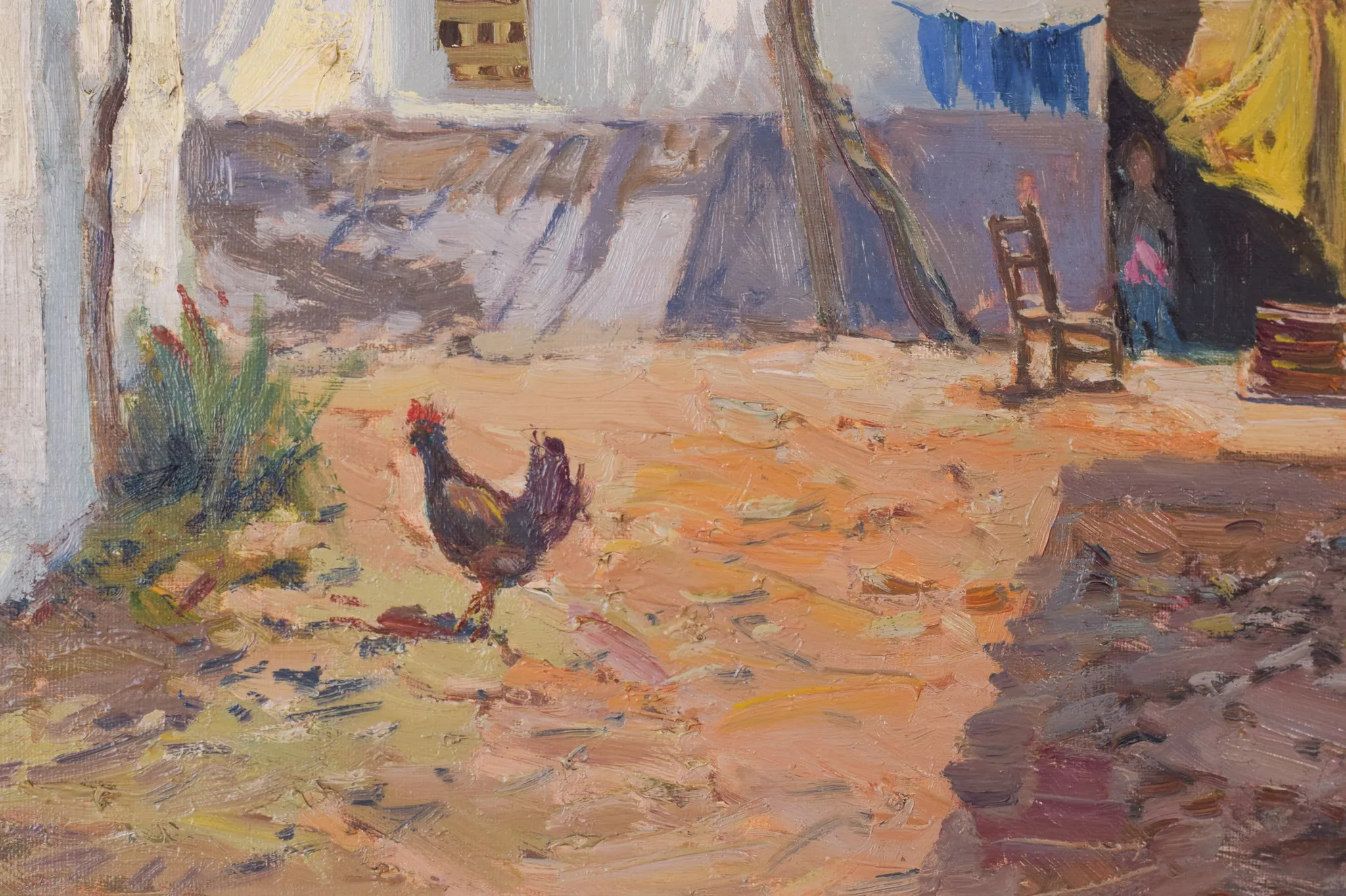 Large - Spanish Courtyard Scene with Cockerel