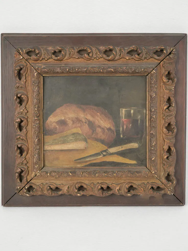 Late 19th Century Still Life – Bread, Wine, and Cheese 12½" x 13½"