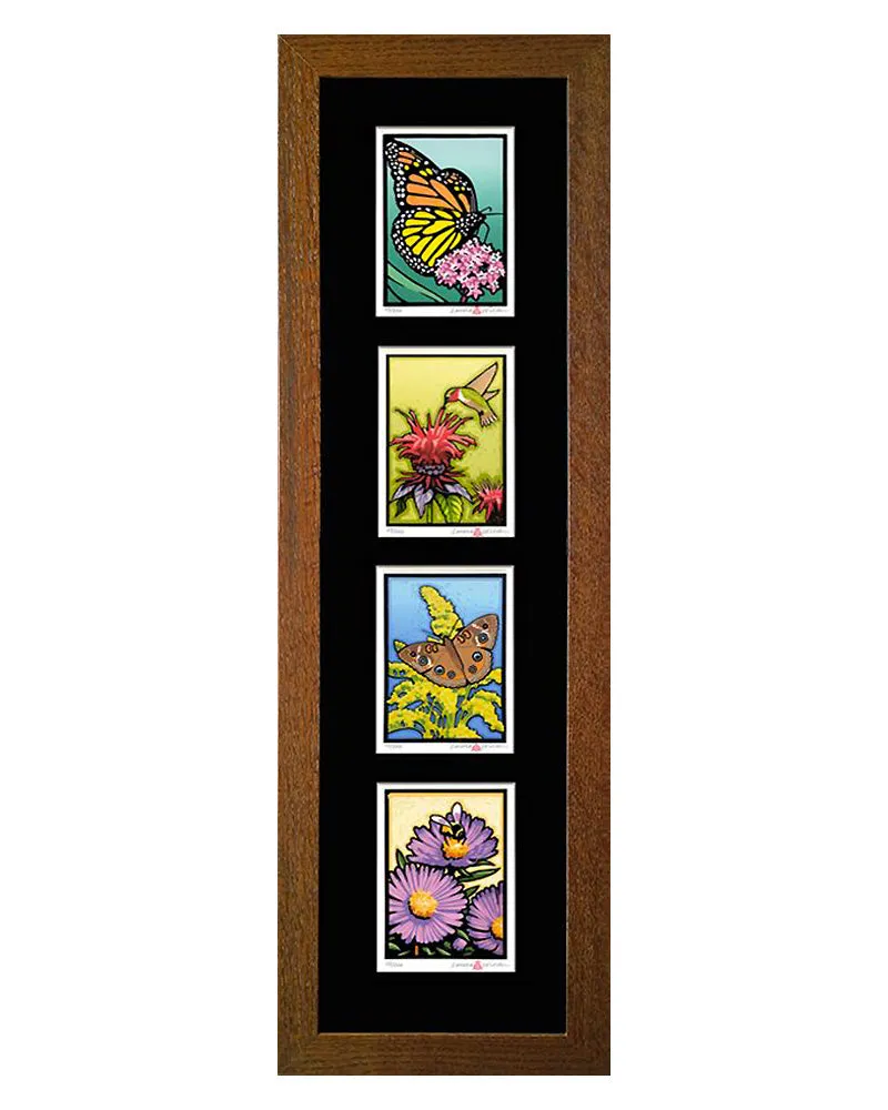 Laura Wilder Pollinator Framed Block Prints Set - Vertical