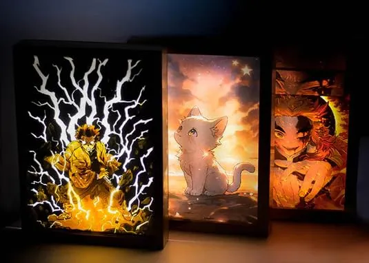 Nuvue Store Jujutsu Kaisen 7 : Gojo and Geto's Joyride Light Painting Bingkai Glow LED Frame | Battery | 5 x 7 inchs - Tabletop Paintings & Frames for Home Decor