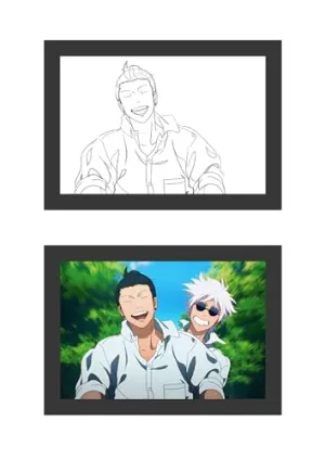 Nuvue Store Jujutsu Kaisen 7 : Gojo and Geto's Joyride Light Painting Bingkai Glow LED Frame | Battery | 5 x 7 inchs - Tabletop Paintings & Frames for Home Decor