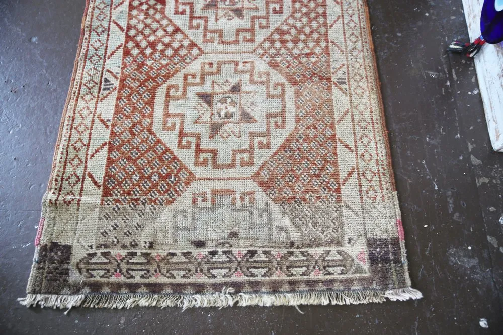 Old Kurdish Herki Runner 2.8ftx13ft