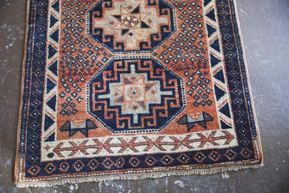 Old Kurdish Herki Runner 2.8ftx13ft