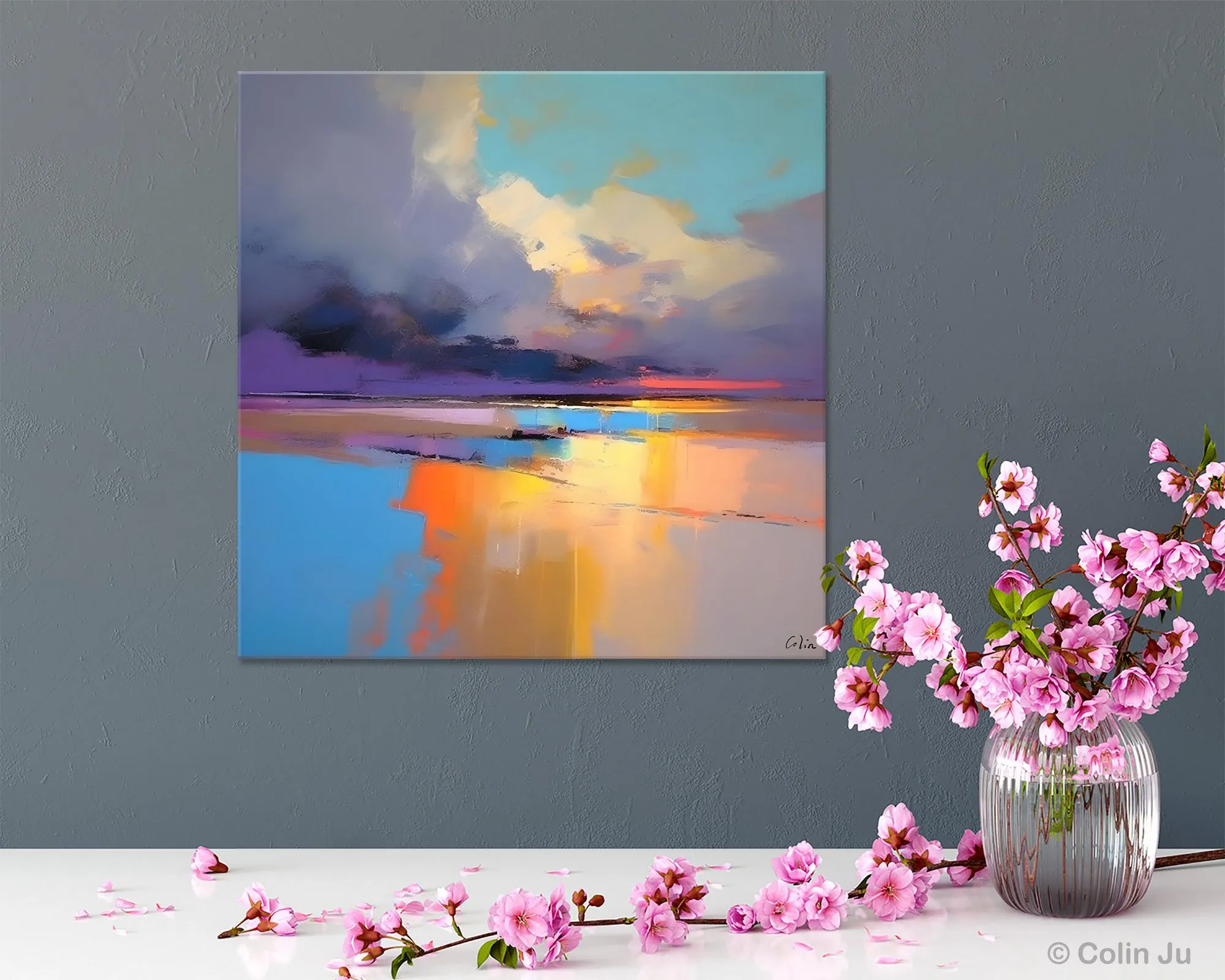 Original Landscape Wall Art, Landscape Oil Paintings, Landscape Canvas Art, Abstract Landscape Painting for Living Room, Hand Painted Canvas Art