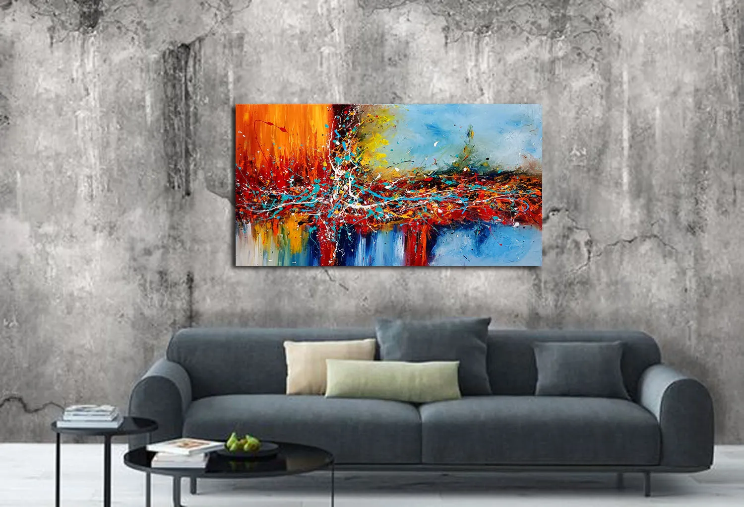 Original Paintings for Sale, Jackson Pollock Style abstract art on Canvas, Modern Wall decor Office Lobby