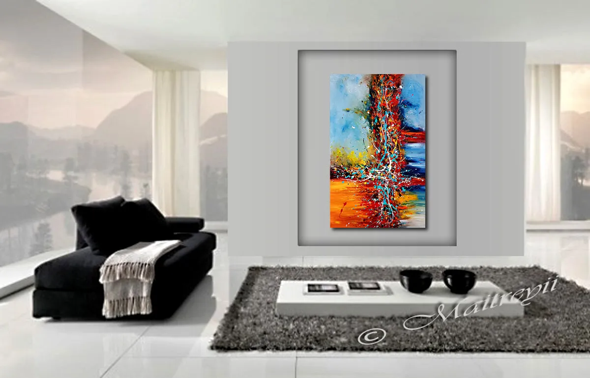 Original Paintings for Sale, Jackson Pollock Style abstract art on Canvas, Modern Wall decor Office Lobby