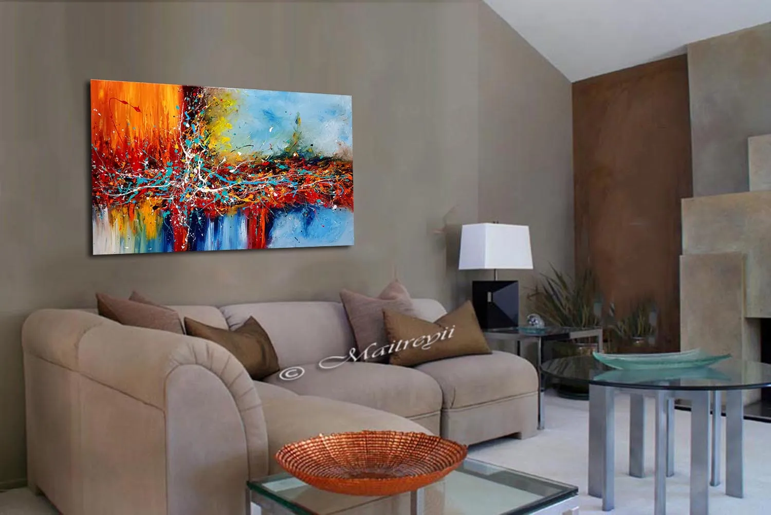 Original Paintings for Sale, Jackson Pollock Style abstract art on Canvas, Modern Wall decor Office Lobby