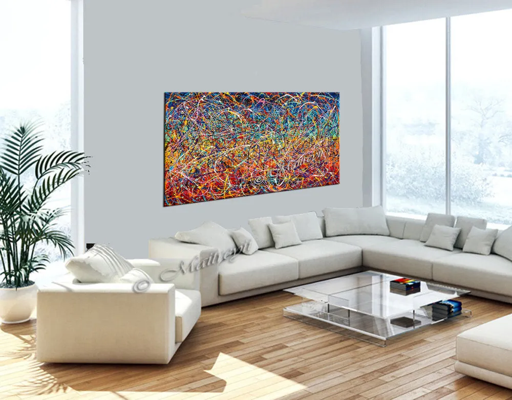 Painting Jackson Pollock Style Drip Style Abstract art on Canvas, large Wall Art - Vintage Beauty 148