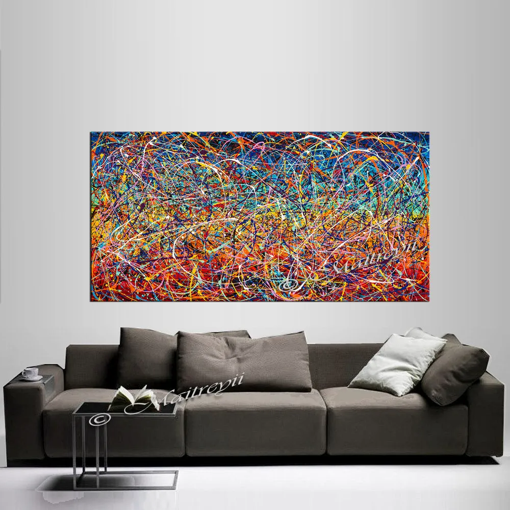 Painting Jackson Pollock Style Drip Style Abstract art on Canvas, large Wall Art - Vintage Beauty 148