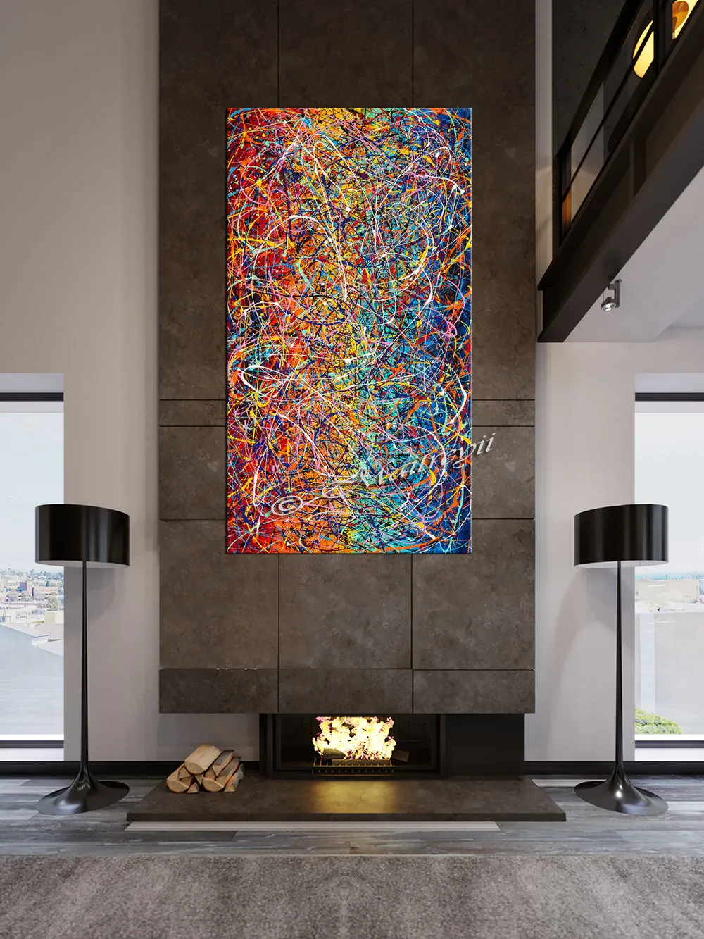 Painting Jackson Pollock Style Drip Style Abstract art on Canvas, large Wall Art - Vintage Beauty 148