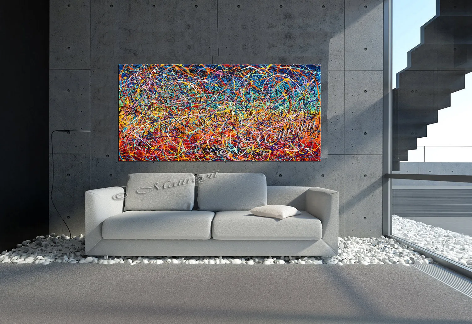 Painting Jackson Pollock Style Drip Style Abstract art on Canvas, large Wall Art - Vintage Beauty 148