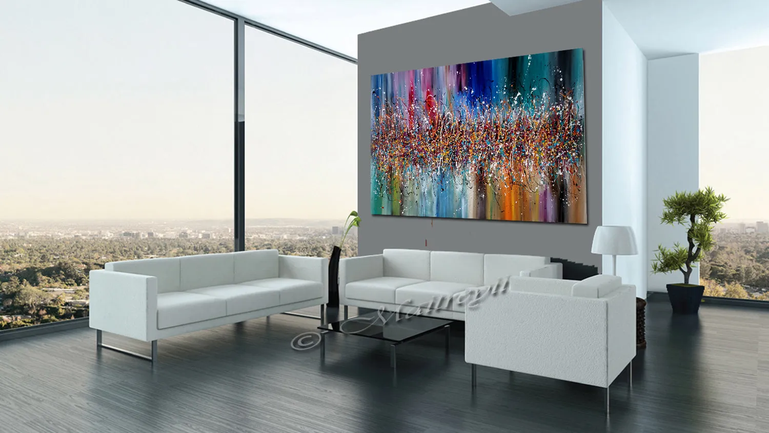 Paintings for Sale Abstract Paintings Jackson Pollock Multicolor Drip Style Art on Canvas, large Wall Art - Heavenly Beauty