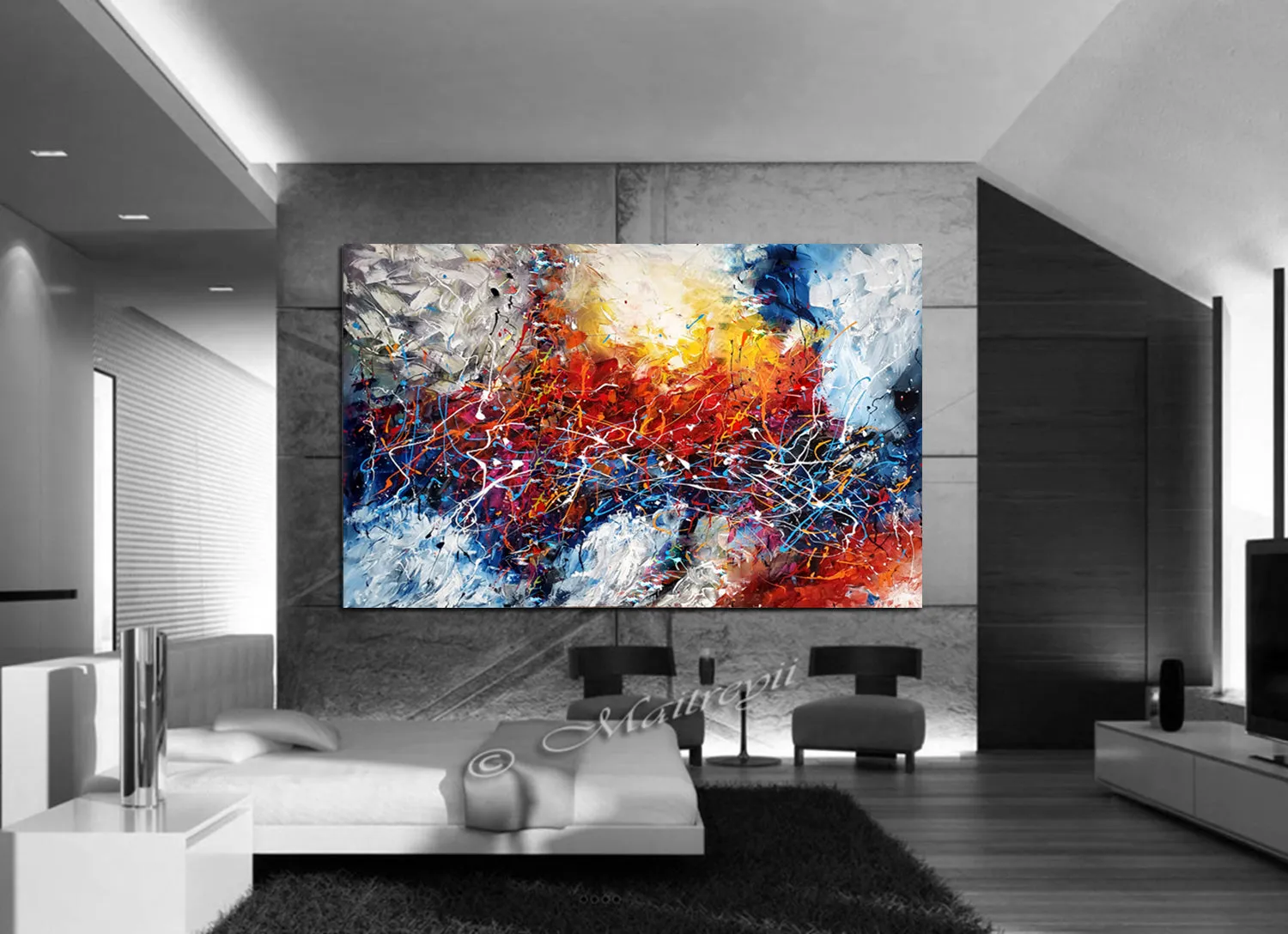 Paintings for Sale Abstract Paintings Jackson Pollock Multicolor Drip Style Art on Canvas, large Wall Art - Struck by Lightning