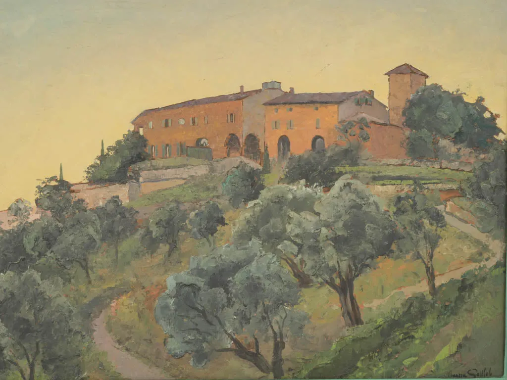 Pair of Landscape Paintings by Maurice Gottlob (1885-1970) – Village of Mougins & Mediterranean Coast 27¼" x 34¼"