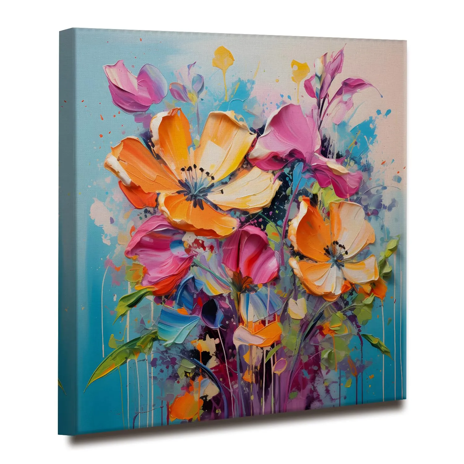 PAPER PLANE DESIGN Enchanting Floral Wall Art: A Symphony of Nature's Elegance Large Size Canvas Framed Painting For Living Room Office Decor. (36 x 36 Inches)