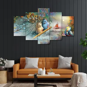 Perpetual Paintings for Wall Decoration - Set of 5,3d Scenery Wall Painting for Living Room Large Size with Frames for Wall Decor,Home(75 CM X 43 CM)