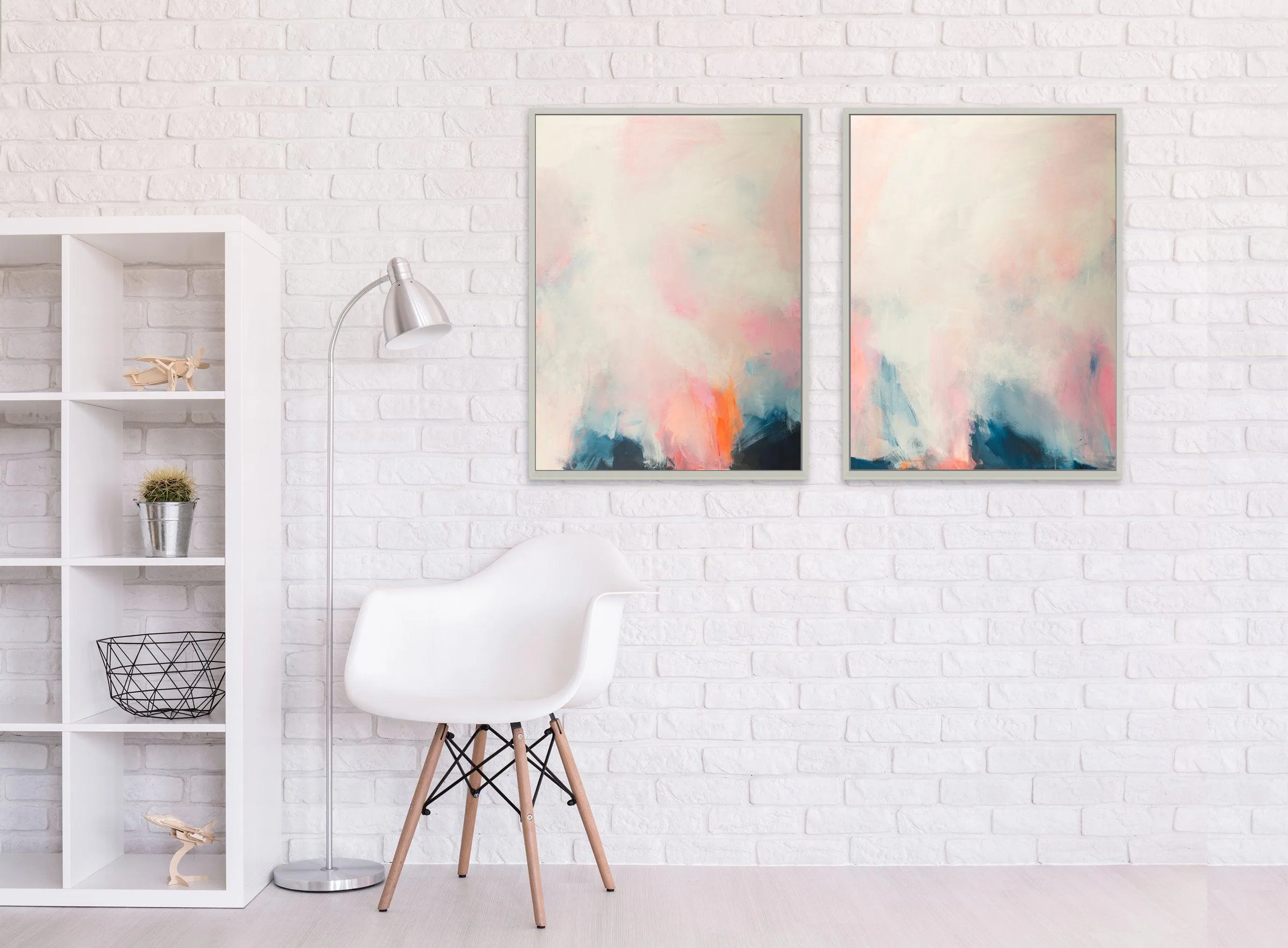 Pink and blue extra large wall art set, Modern Wall Art, Set of 2 Prints, Bedroom Decor, Zen Wall Art, Abstract Wall Art by Camilo Mattis