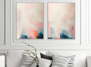 Pink and blue extra large wall art set, Modern Wall Art, Set of 2 Prints, Bedroom Decor, Zen Wall Art, Abstract Wall Art by Camilo Mattis