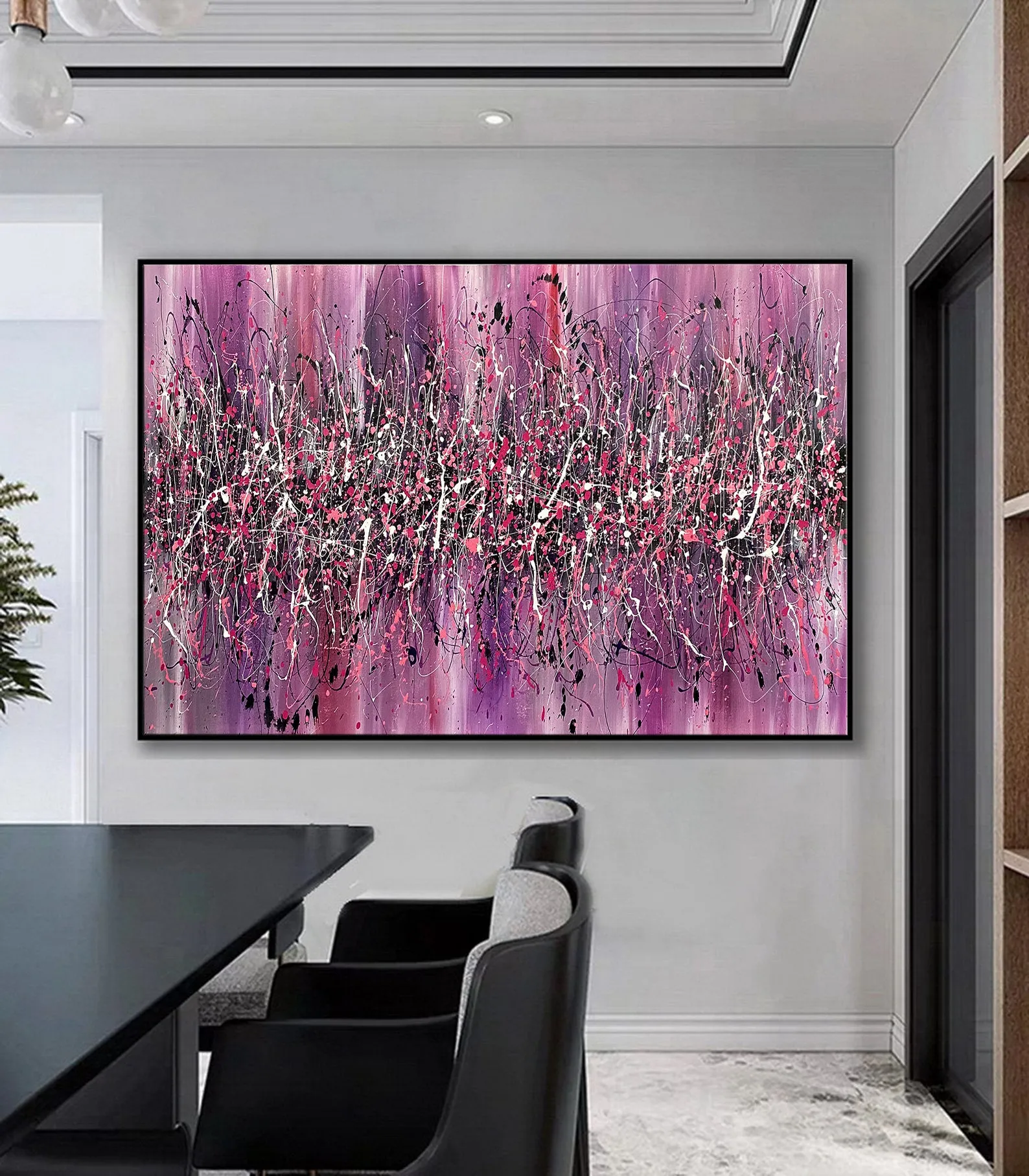 Pink Wall Art | Jackson Pollock Style | Paintings | LargeModernArt - Beauty of Bridge 18