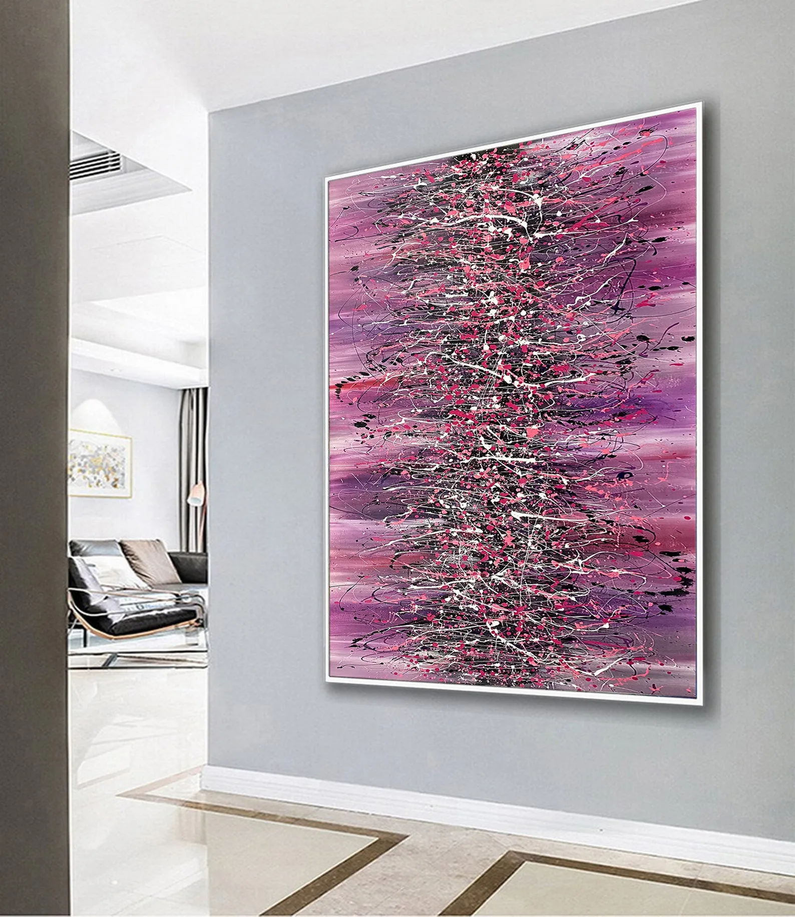 Pink Wall Art | Jackson Pollock Style | Paintings | LargeModernArt - Beauty of Bridge 18