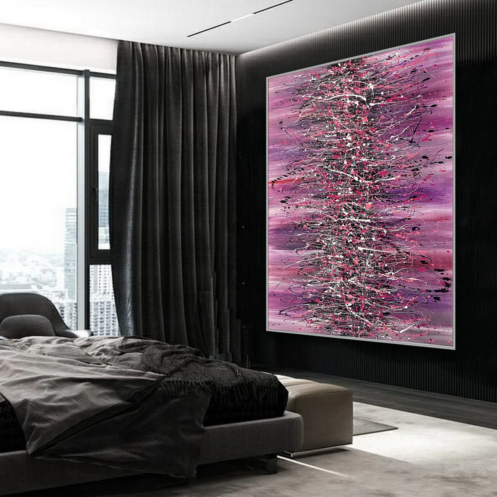 Pink Wall Art | Jackson Pollock Style | Paintings | LargeModernArt - Beauty of Bridge 18