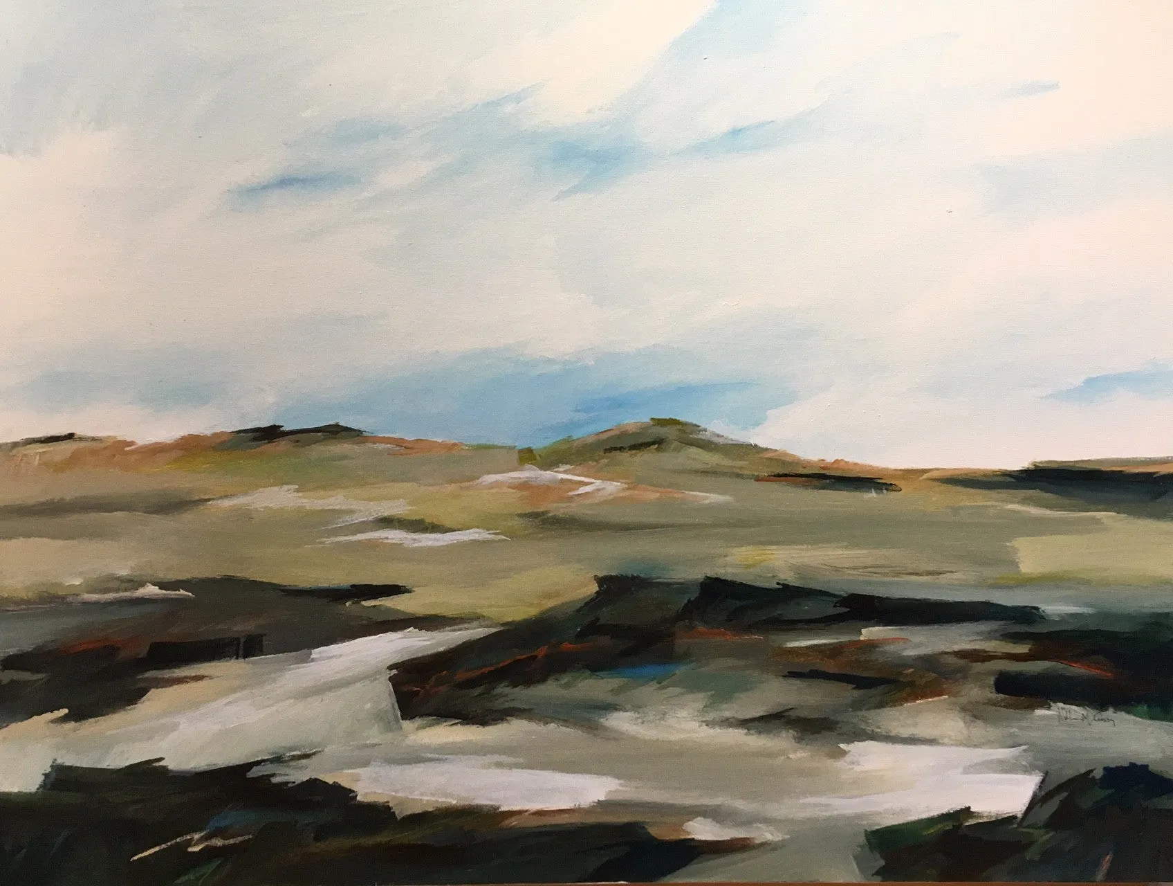 "Bog and Dunes" by William Crosby - Abstracted Landscape Painting