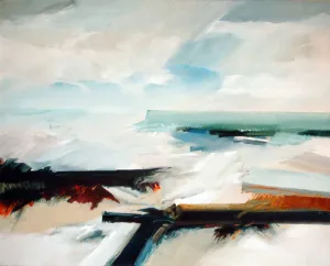 "Water Edge II" by William Crosby - Contemporary Coastal Abstract Painting