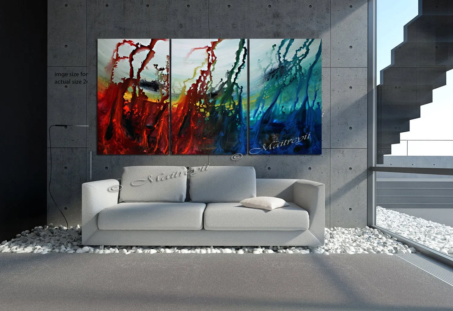 Red Ocean Paintings Abstract art Ocean Decor Large Painting Wall Art- Ocean effect