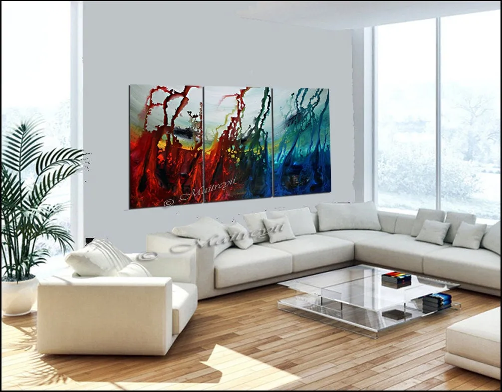 Red Ocean Paintings Abstract art Ocean Decor Large Painting Wall Art- Ocean effect