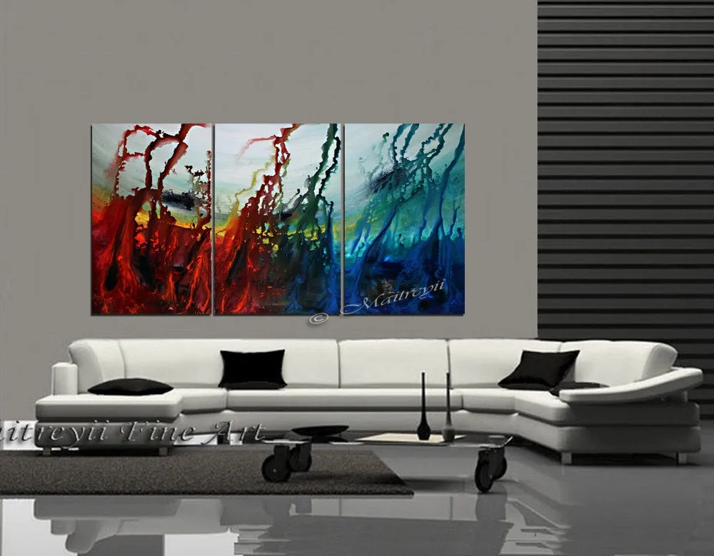 Red Ocean Paintings Abstract art Ocean Decor Large Painting Wall Art- Ocean effect