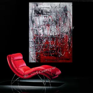 Red Painting Abstract, large Wall Art - Ice and Fire