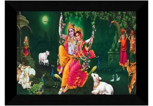 SAF paintings Radha Krishna multi-effect UV Textured Home Decorative gift item Framed Painting 10 Inch X 13 Inch SANFK30840