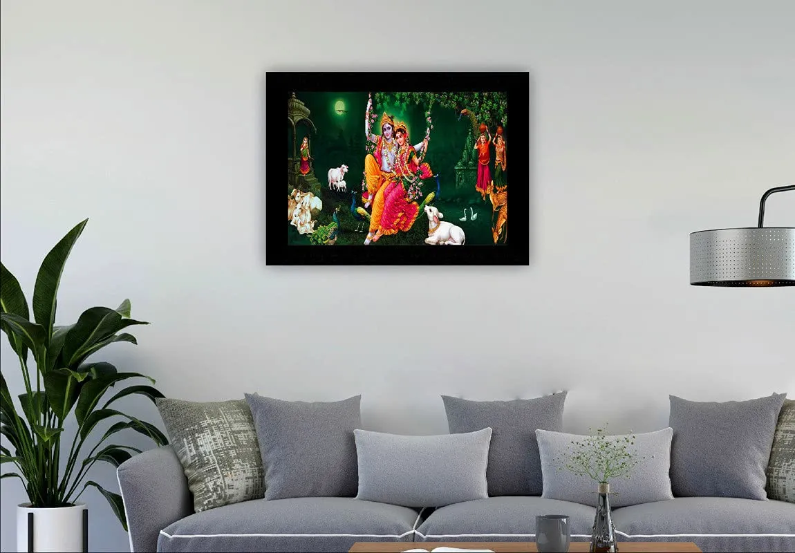 SAF paintings Radha Krishna multi-effect UV Textured Home Decorative gift item Framed Painting 10 Inch X 13 Inch SANFK30840