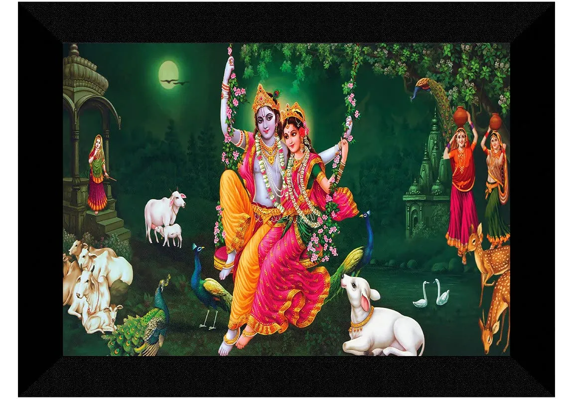 SAF paintings Radha Krishna multi-effect UV Textured Home Decorative gift item Framed Painting 10 Inch X 13 Inch SANFK30840