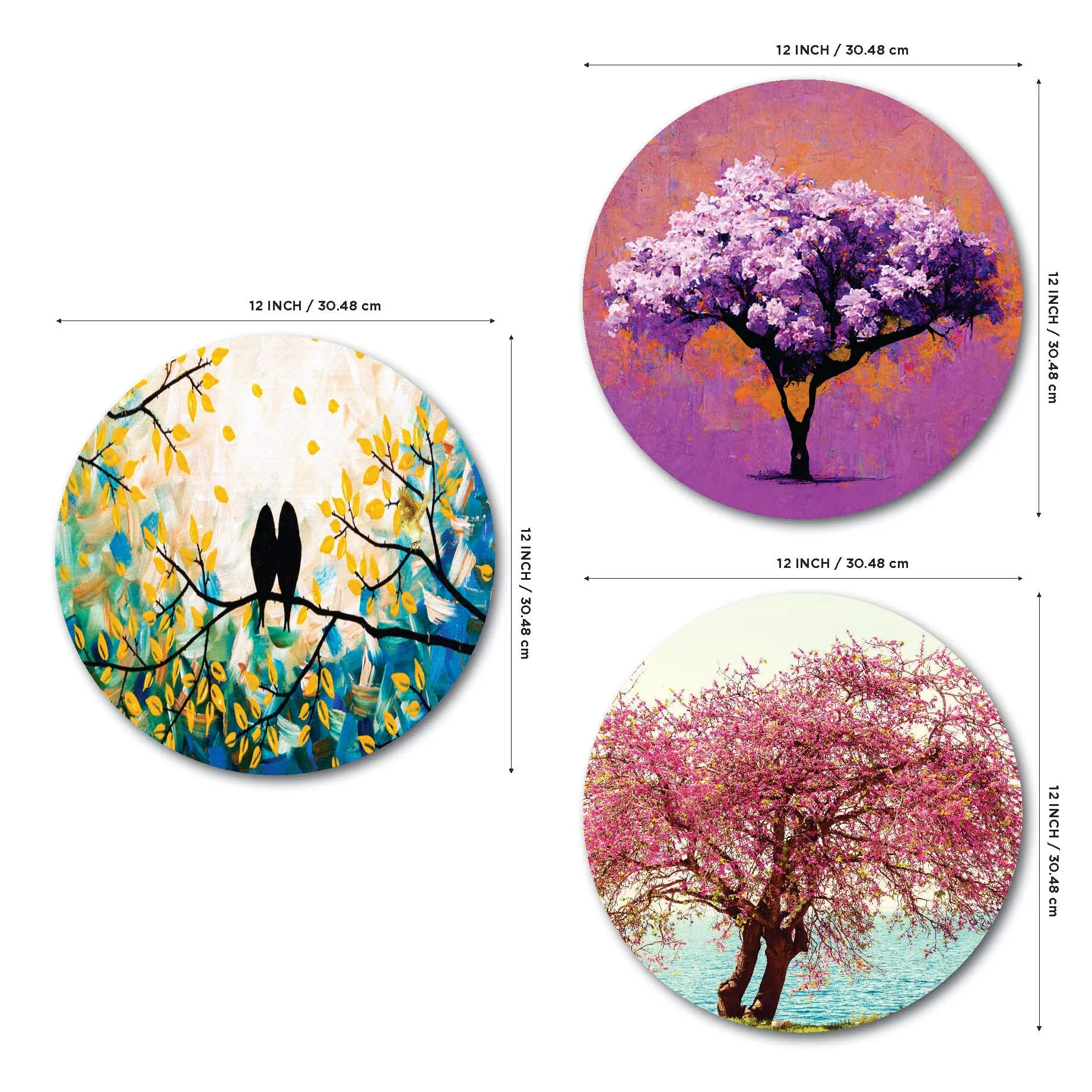 SAF paintings Round Shape colorful Tree MDF Wall Painting for Living Room,Bedroom,Office And hall 22X20 inch LRC11-L3