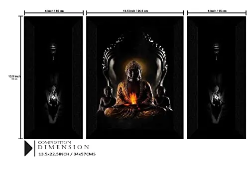 SAF paintings set of 3 Buddha religious modern art wall painting for living room 13.5 inch x 22.5 inch SAFS30368