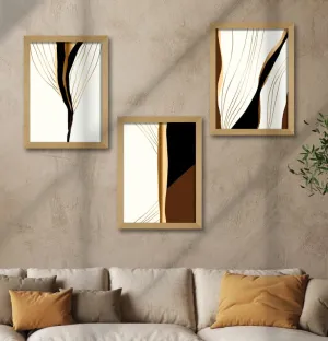 SAF paintings Set of 3 Modern Art Brown Frame painting for Wall Decoration,Home and Office OL-B56K3