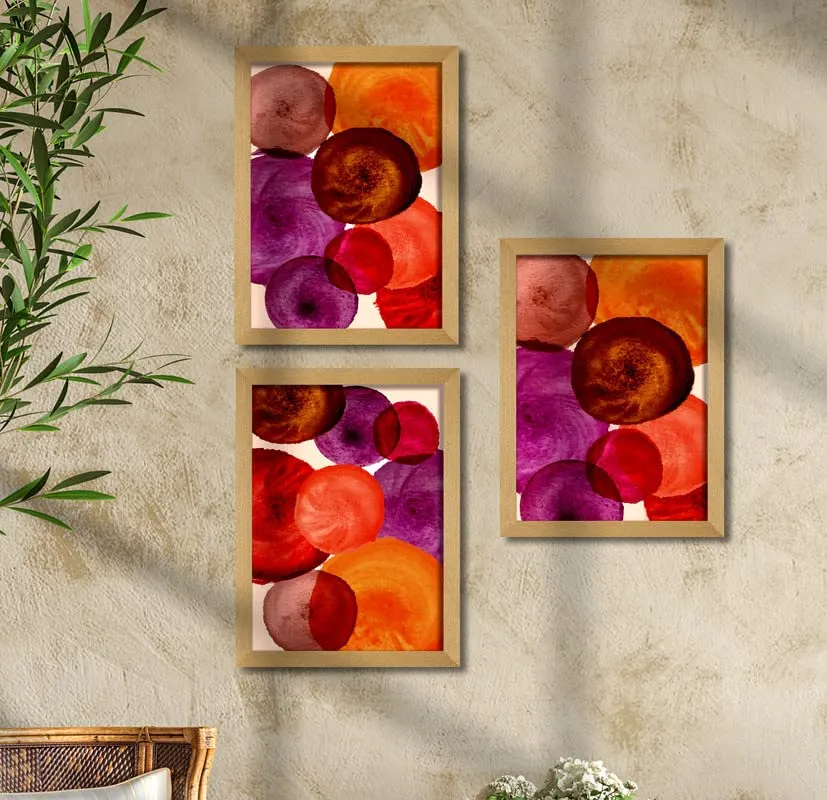 SAF paintings Set of 3 Modern Art Brown Frame painting for Wall Decoration,Home and Office OL-B99K3