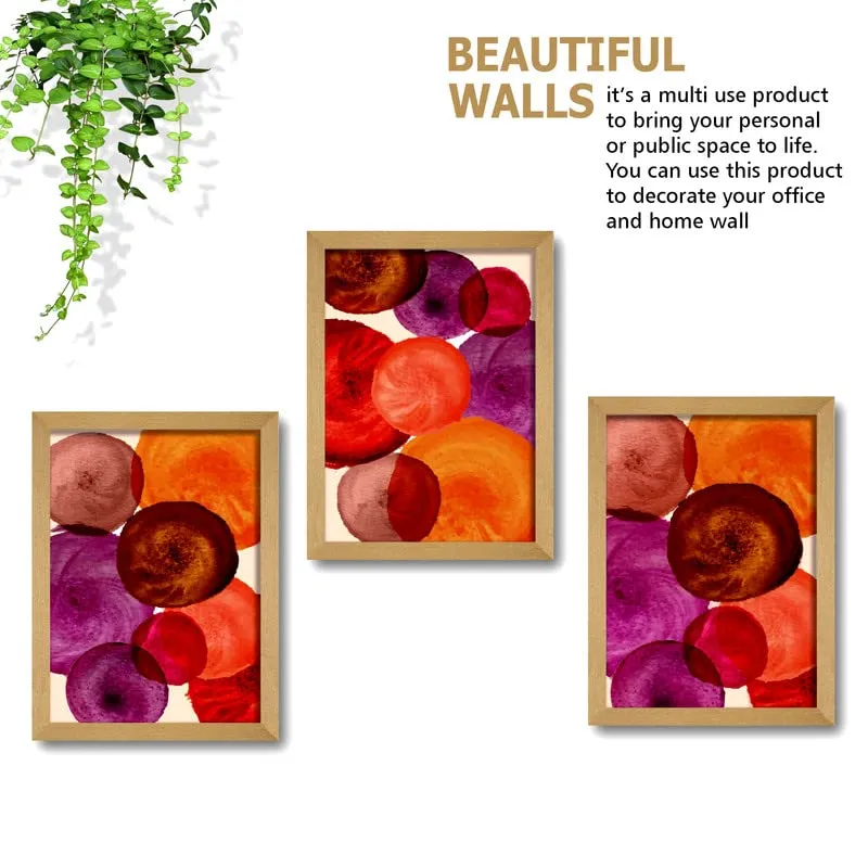 SAF paintings Set of 3 Modern Art Brown Frame painting for Wall Decoration,Home and Office OL-B99K3