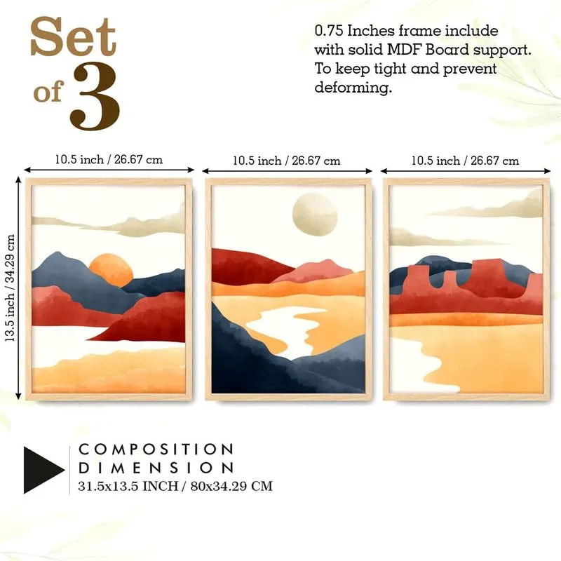 SAF paintings Set of 3 Modern Art White Frame painting for Wall Decoration SA-B287K3