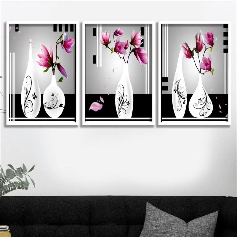 SAF paintings Set of 3 Modern Art White Frame painting for Wall Decoration,Home and Office OL-COMBO-127-M3